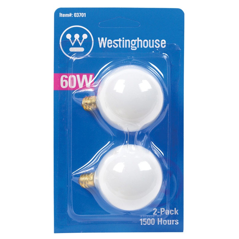 Westinghouse Incandescent Light Bulb 60 watts 580 lumens 2650 K Globe G16-1/2 Candelabra Base (E