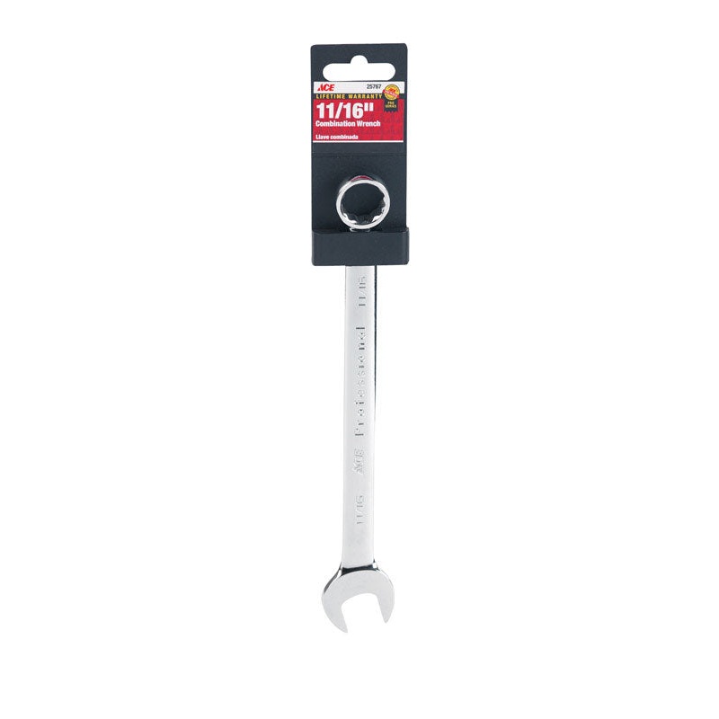 Ace Pro Series 11/16 in. x 11/16 in. SAE Alloy Steel Combination Wrench