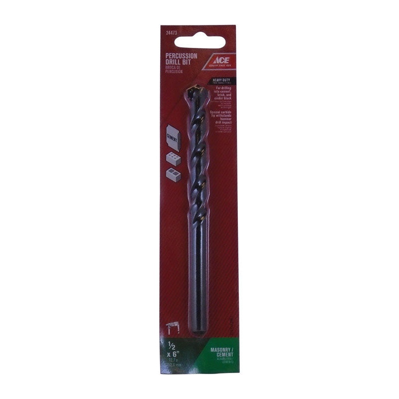 Ace Steel Straight Shank 1/2 in. Dia. x 6 in. L Percussion Drill Bit 1 pc.