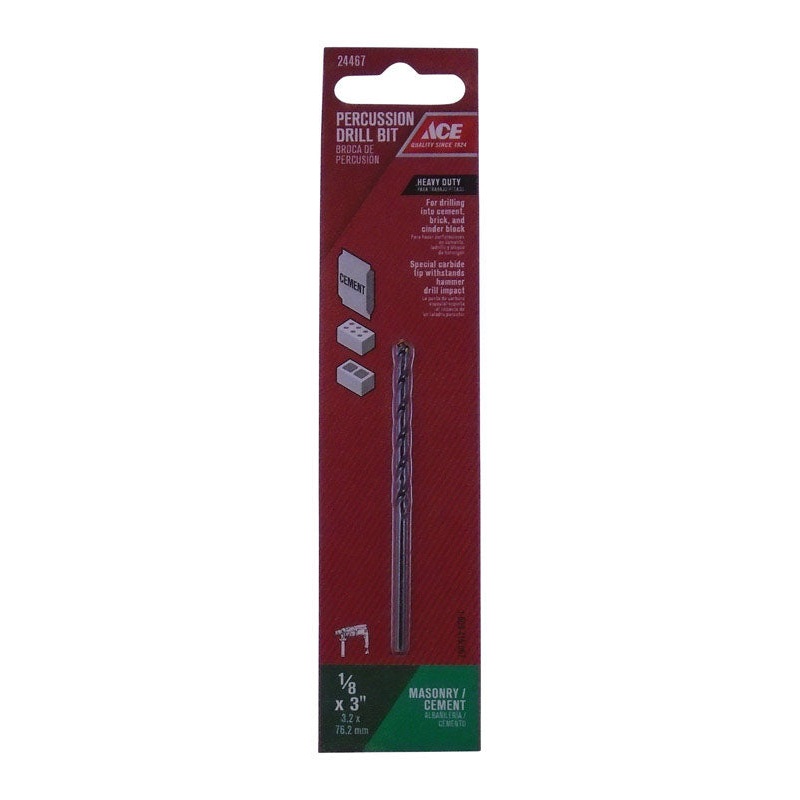 Ace Steel Straight Shank 1/8 in. Dia. x 3 in. L Percussion Drill Bit 1 pc.