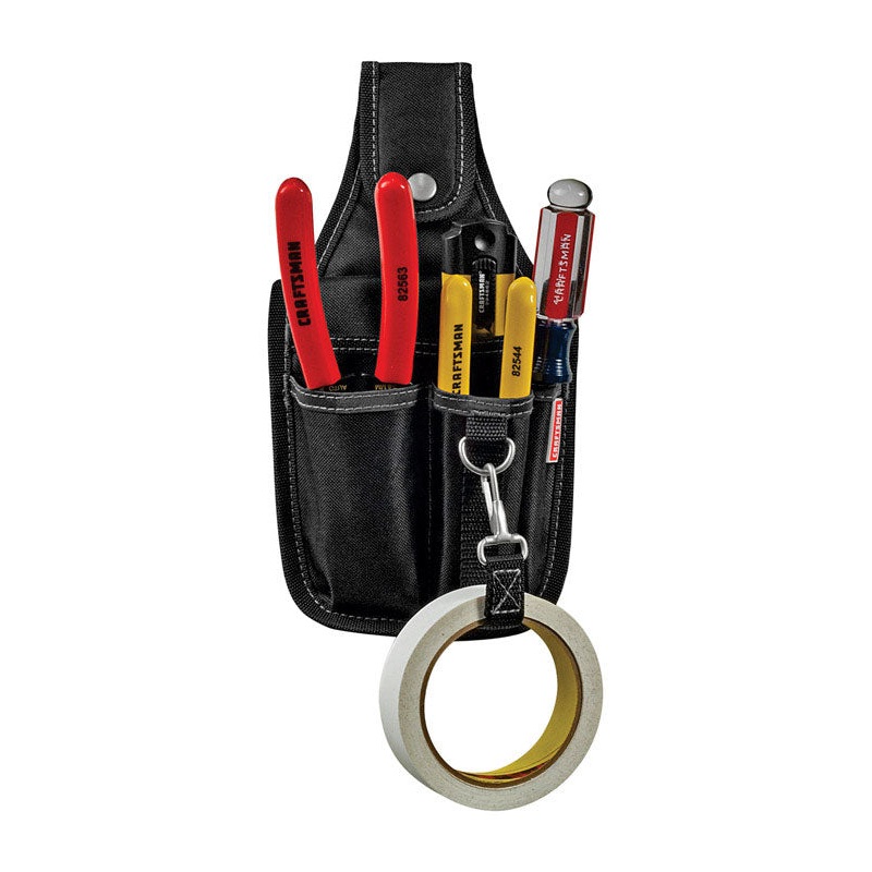 Craftsman 3 pocket Black Polyester Electrician’s Pouch 7.5 in. H x 4.3 in. L
