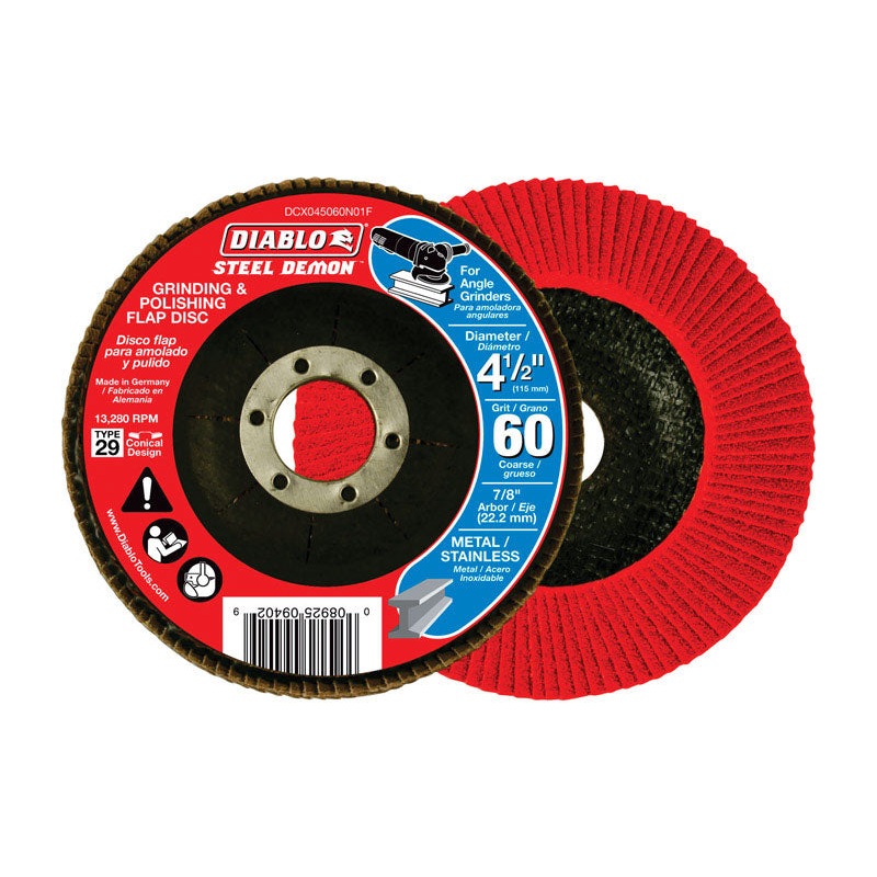 Diablo 4-1/2 in. Dia. x 7/8 in. Zirconium Flap Disc 60 Grit