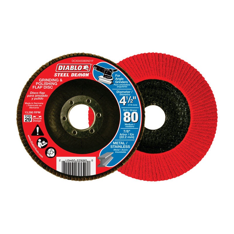 Diablo 4-1/2 in. Dia. x 7/8 in. Zirconium Flap Disc 80 Grit