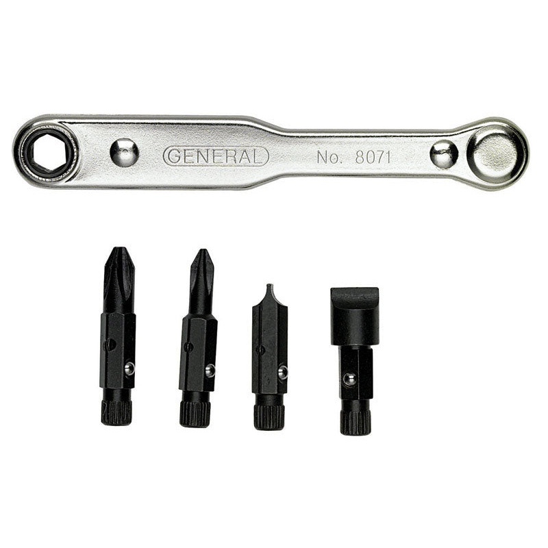General Tools Ratcheting 5 Piece Assorted Offset Screwdriver Set 4 in. L
