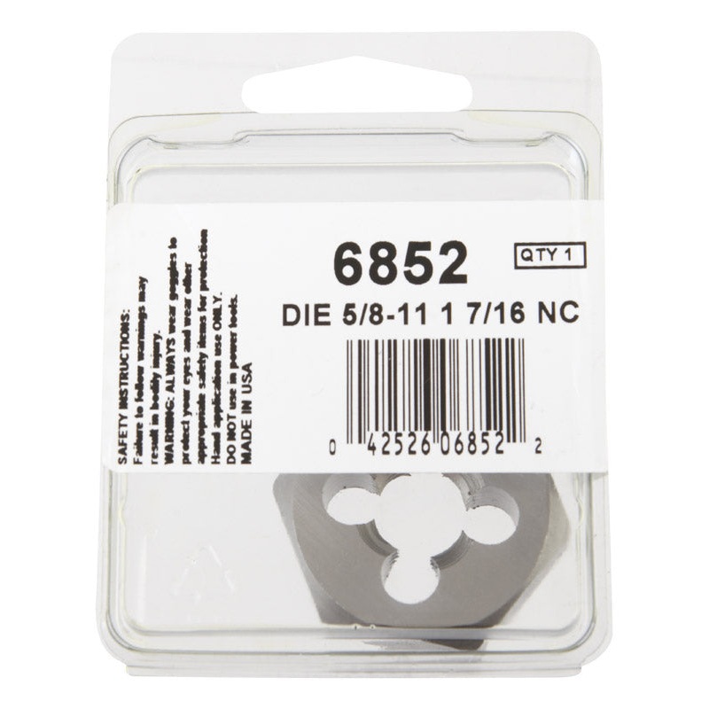 Irwin Hanson High Carbon Steel 3/8 in.-18NPT SAE Hexagon Die 1