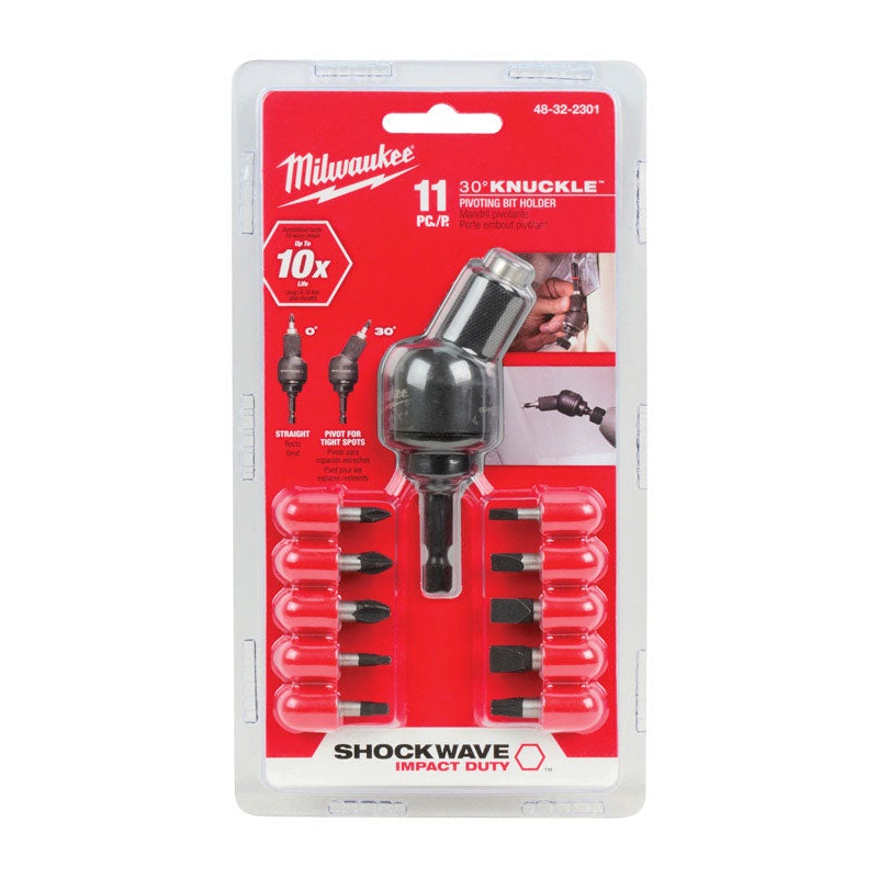 Milwaukee Shockwave Pivot Screwdriver Bit Holder 1/4 in. Dia. x 1 in. L 11 pc.