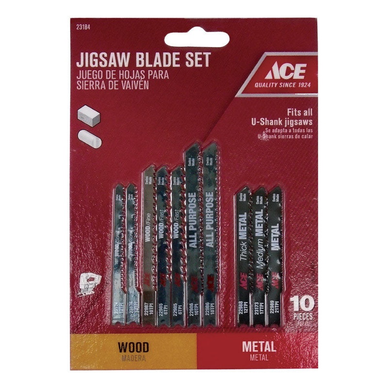 Ace High Carbon Steel Universal Jig Saw Blade Set 10 pk