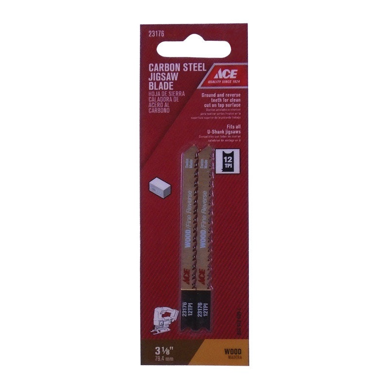 Ace High Speed Steel Universal 3-1/8 in. L Jig Saw Blade 12 TPI 2 pk