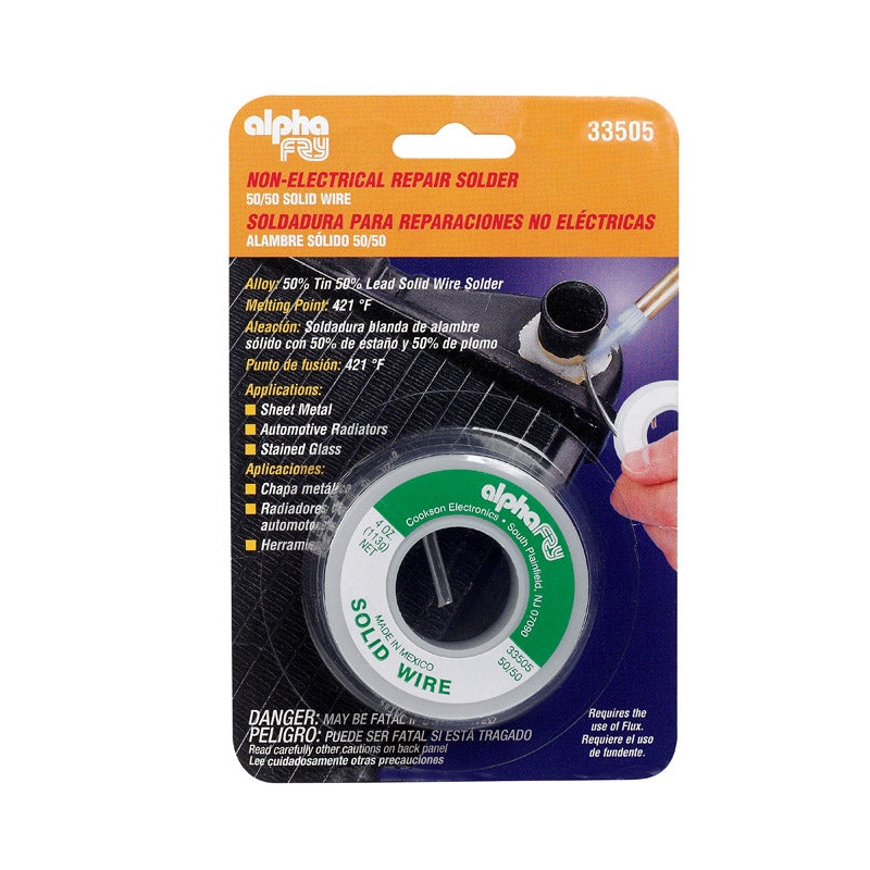Alpha Fry Tin / Lead For Plumbing Repair Solder 4 oz. 50% Tin, 50% Lead For Stained Glass and Ge