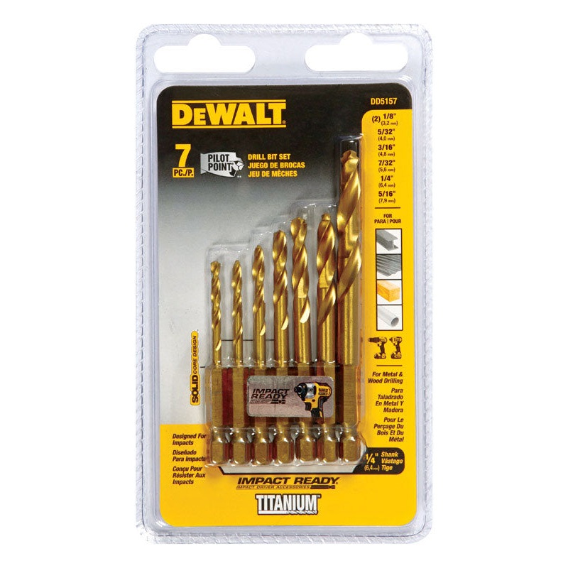 DeWalt Titanium High Speed Steel Hex Multi Size in. Dia. Impact Ready Bit Set 7 pc.