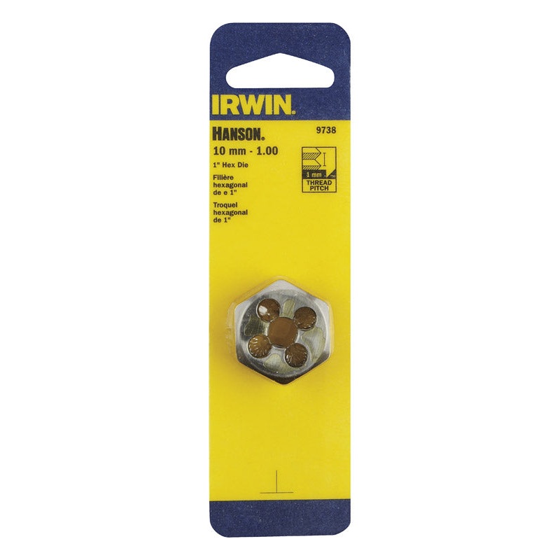 Irwin Hanson High Carbon Steel 10mm-1.00 Metric Hexagon Die 1