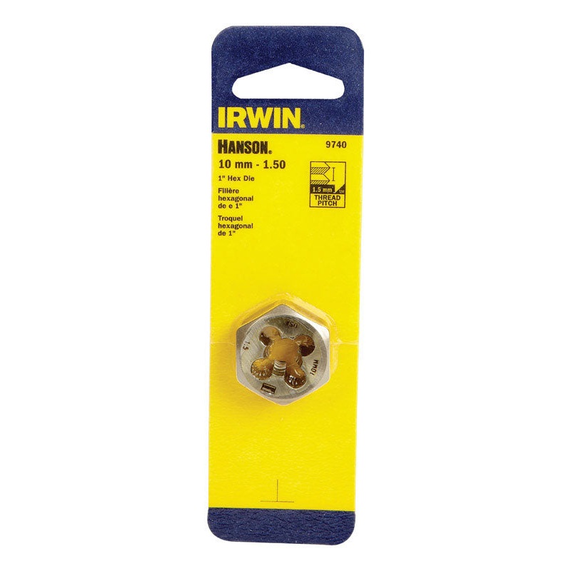 Irwin Hanson High Carbon Steel 10mm-1.50 Metric Hexagon Die 1