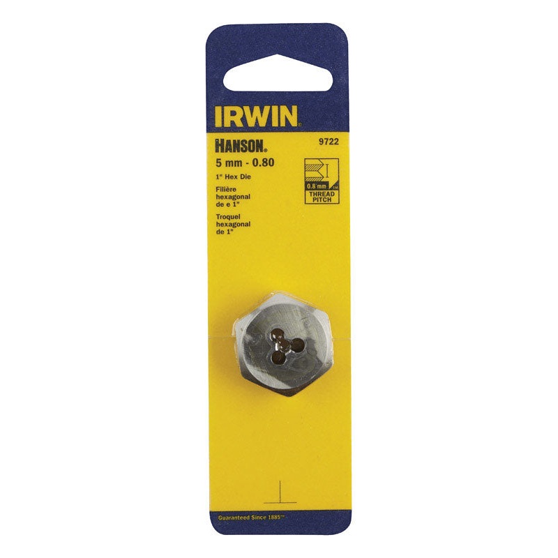 Irwin Hanson High Carbon Steel 5mm-0.80 Metric Hexagon Die 1