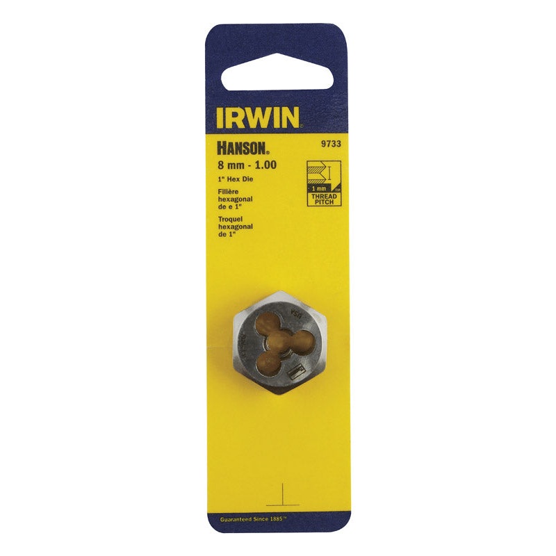 Irwin Hanson High Carbon Steel 8mm-1.00 Metric Hexagon Die 1