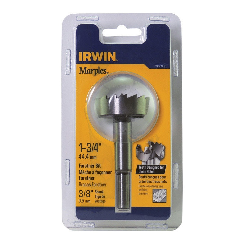 Irwin Marples Carbon Steel Reduced Shank 1-3/4 in. Dia. Forstner Drill Bit 1 pc.
