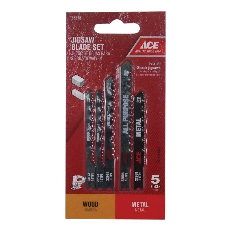 Ace High Carbon Steel Universal Jig Saw Blade Set 5 pk