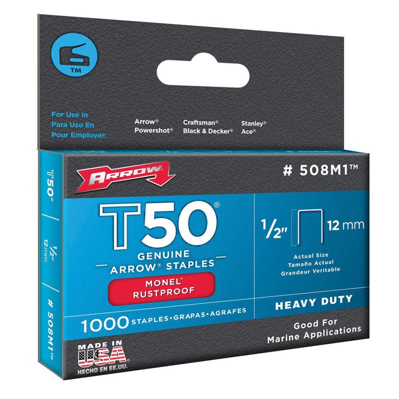 Arrow T50 Wide Heavy Duty Staples Gray 1/2 in. L