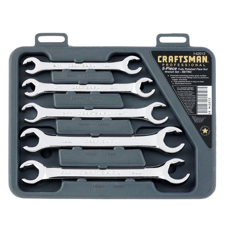 Craftsman 5 pc. Steel Metric Flare Nut Wrench Set