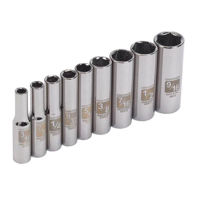 Craftsman 9 pc. SAE 9 pc. Alloy Steel 1/4 in. Drive Socket Set