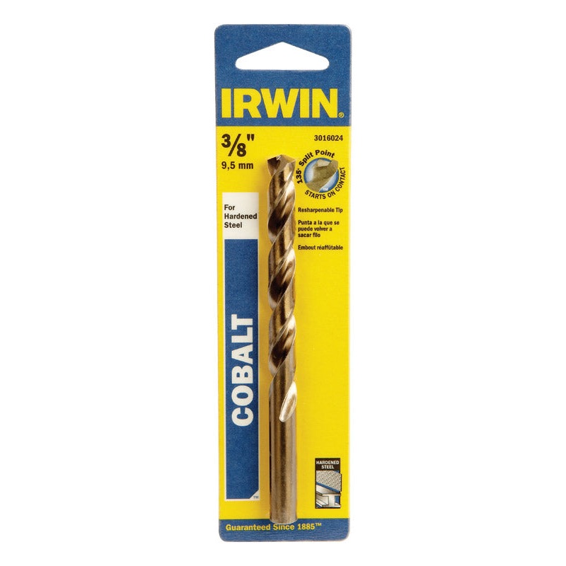 Irwin Cobalt High Speed Steel Straight 3/8 in. Dia. x 5 in. L Drill Bit 1 pc.