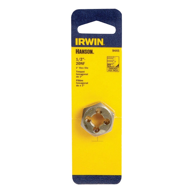Irwin Hanson High Carbon Steel 1/2 in.-20NF SAE Hexagon Die 1 pc.