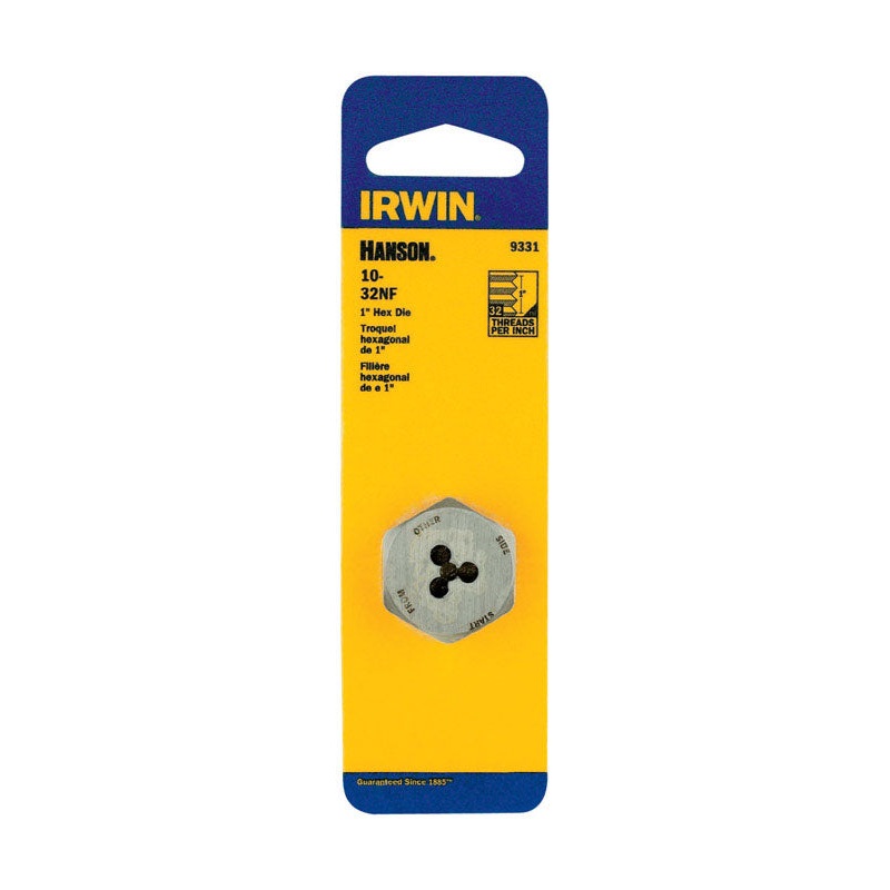Irwin Hanson High Carbon Steel 10-32NF SAE Hexagon Die 1 pc.