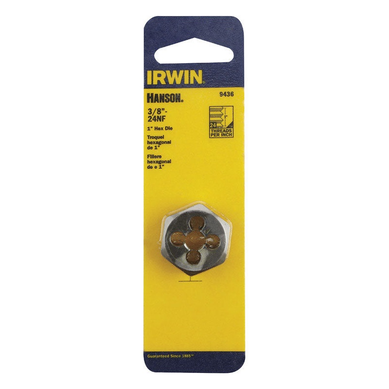 Irwin Hanson High Carbon Steel 3/8 in.-24NF SAE Hexagon Die 1