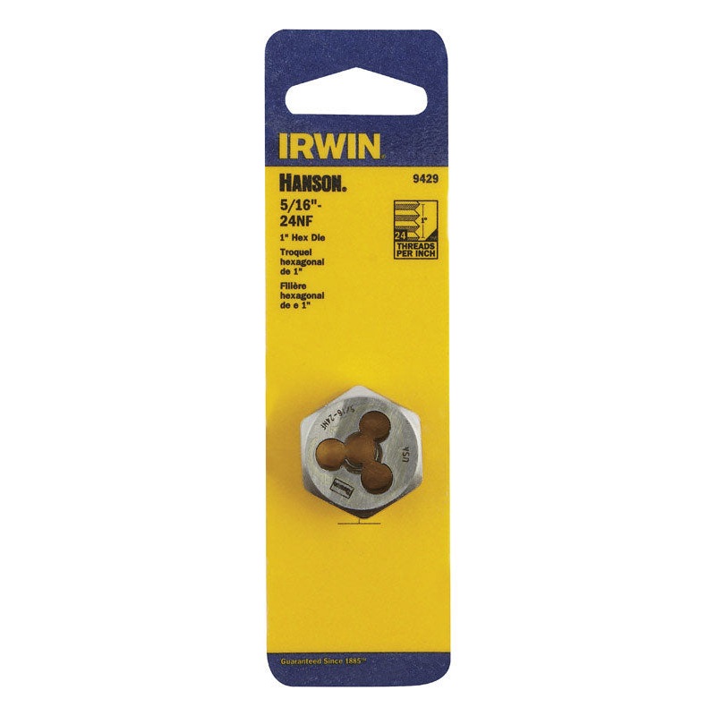 Irwin Hanson High Carbon Steel 5/16 in.-24NF SAE Hexagon Die 1