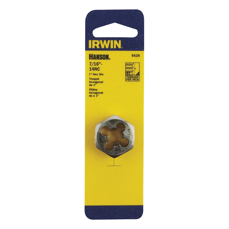Irwin Hanson High Carbon Steel 7/16 in.-14NC SAE Hexagon Die 1 pc.