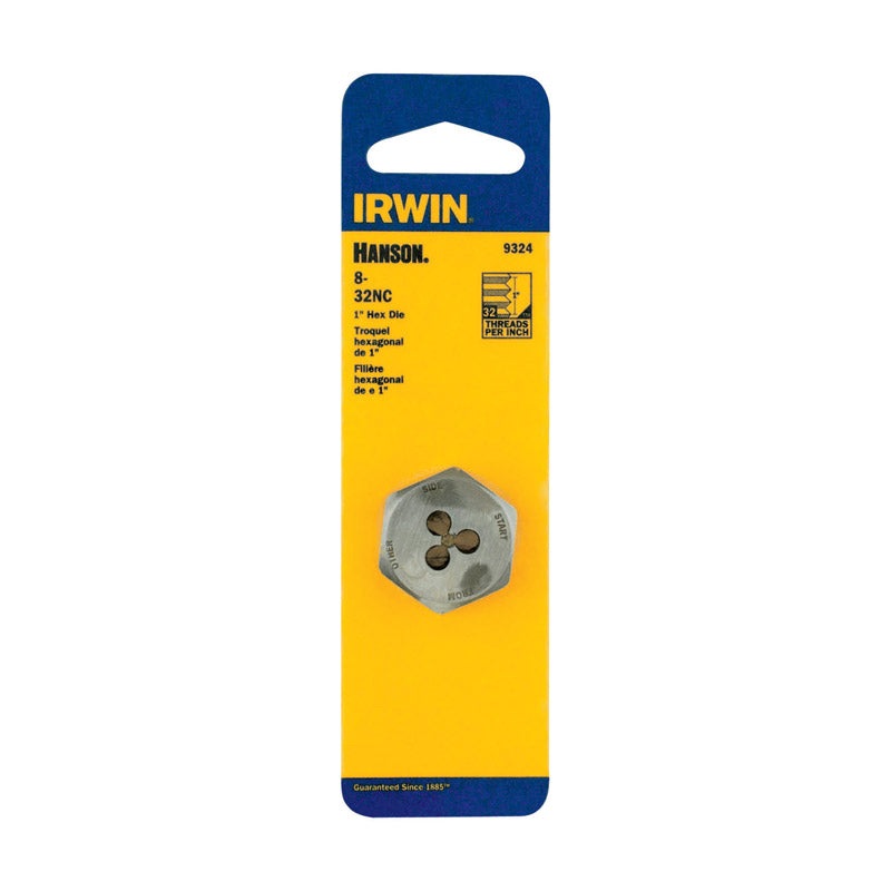 Irwin Hanson High Carbon Steel 8-32NC SAE Hexagon Die 1