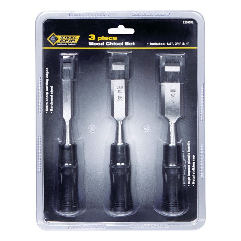 Steel Grip 1/2 in. W x 1/2 in. L Hardened Steel Wood Chisel Set 3 pc.
