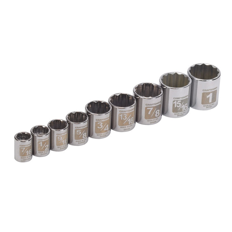 Craftsman 9 pc. SAE 9 pc. Alloy Steel 3/8 in. Drive Socket Set