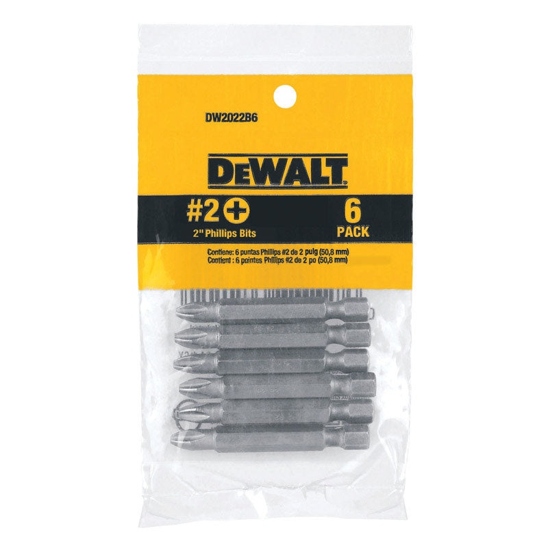 DeWalt #2 in. Phillips Screwdriver Bit 6 pc.