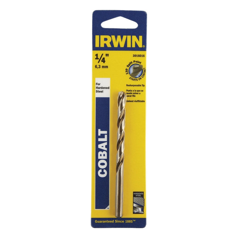 Irwin Cobalt High Speed Steel Straight 1/4 in. Dia. x 4 in. L Drill Bit 1 pc.