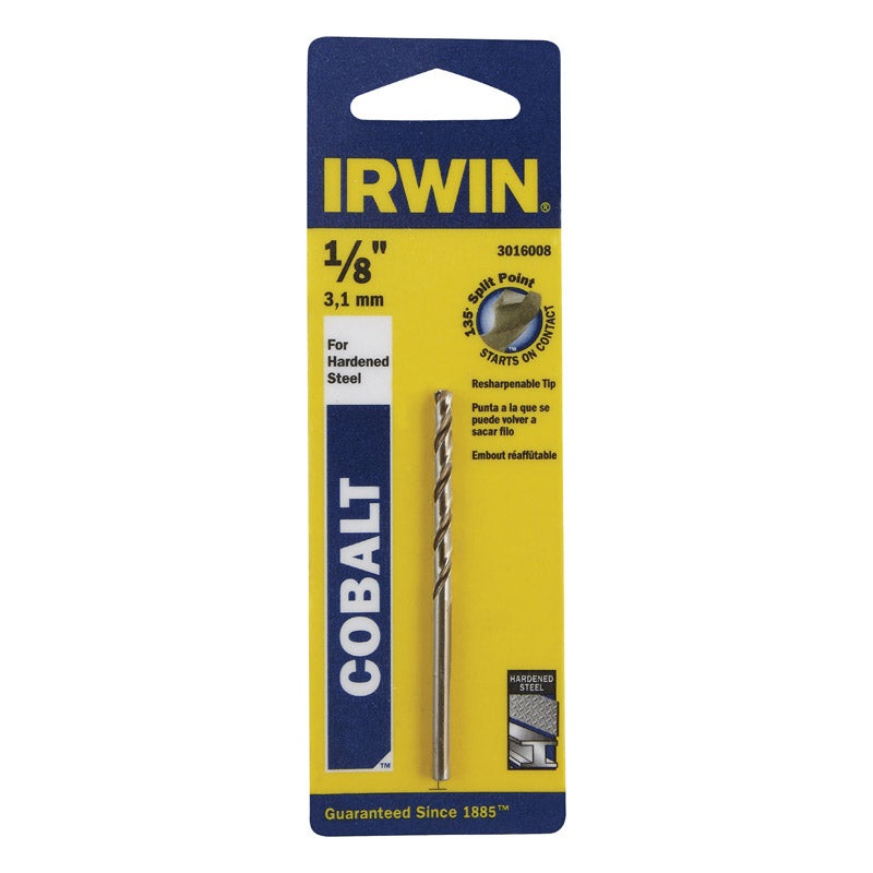 Irwin Cobalt High Speed Steel Straight 1/8 in. Dia. x 2-3/4 in. L Drill Bit 1 pc.