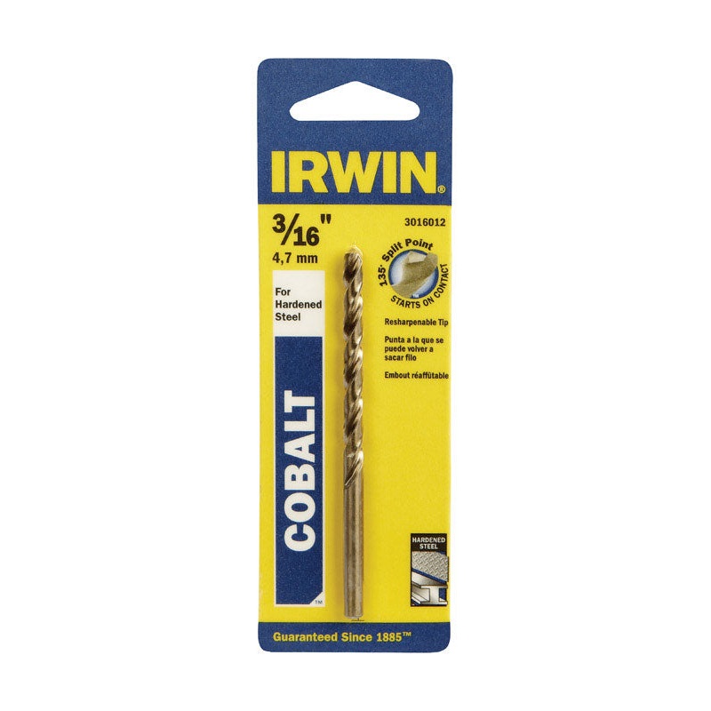 Irwin Cobalt High Speed Steel Straight 3/16 in. Dia. x 3-1/2 in. L Drill Bit 1 pc.