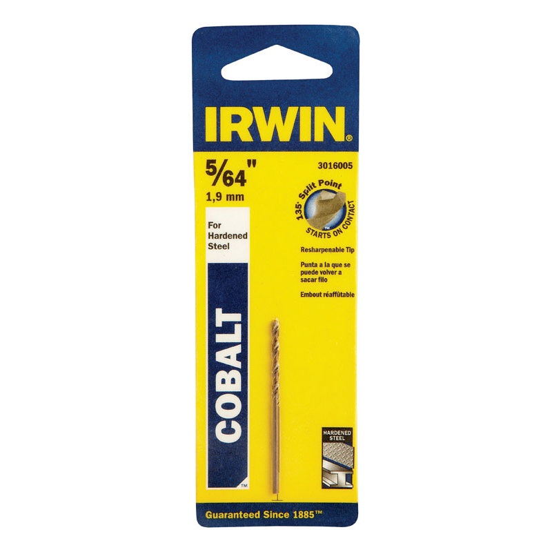 Irwin Cobalt High Speed Steel Straight Shank 5/64 in. Dia. x 2 in. L Drill Bit 1 pc.