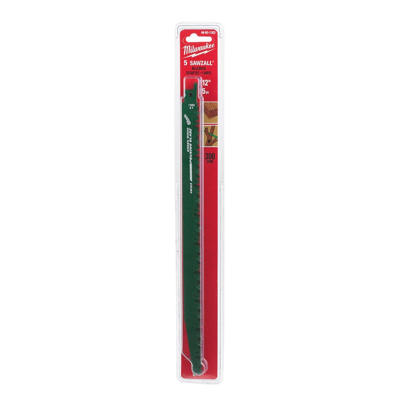 Milwaukee 12 in. L 5 TPI Carbon Steel Sawzall Blade 5 pk