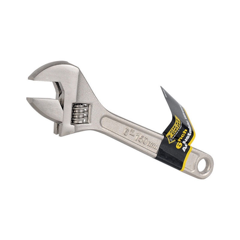 Steel Grip 6 in. L Hardened Steel Adjustable Wrench