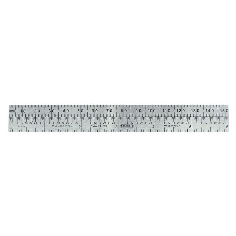 General Tools Precision Pocket Rule 3/4 in. W x 6 in. L Stainless Steel
