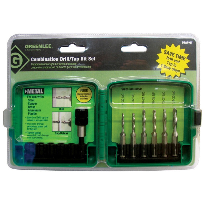 Greenlee High Speed Steel Hex Multi Size Dia. Drill and Tap Bit Set 6 pc.