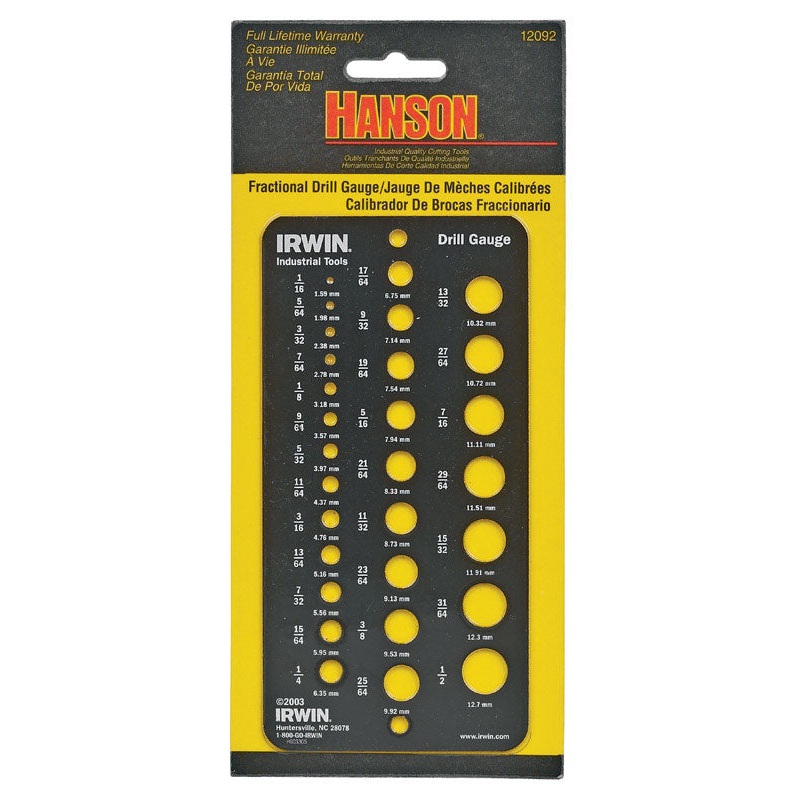 Irwin Hanson Steel Multi Size Dia. Drill Gauge