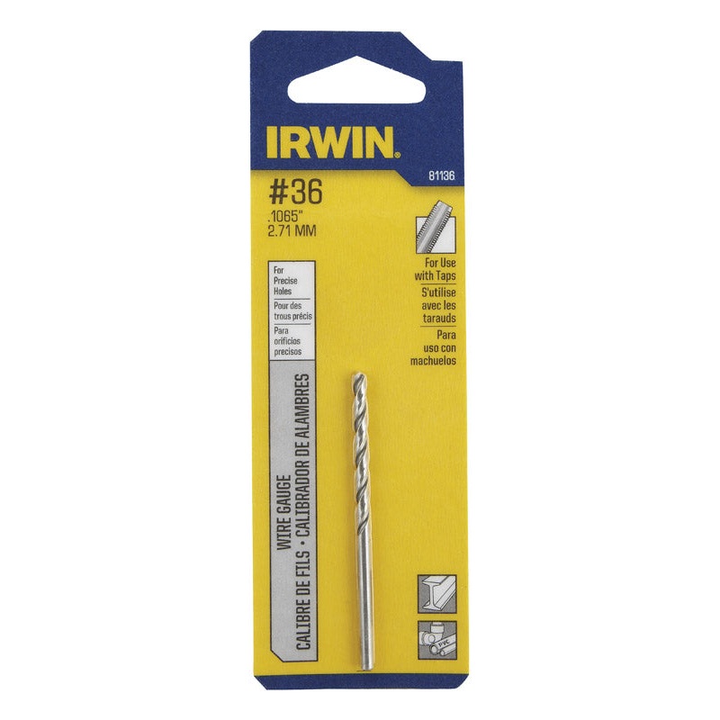 Irwin High Speed Steel Straight No.36 Dia. Wire Gauge Bit 1