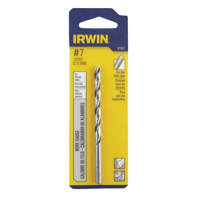 Irwin High Speed Steel Straight No.7 Dia. Wire Gauge Bit 1