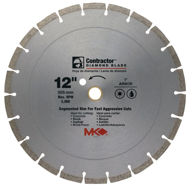 M.K. Diamond 12 in. Dia. Diamond Segmented Rim Circular Saw Blade For Cutting Concrete and Masonr