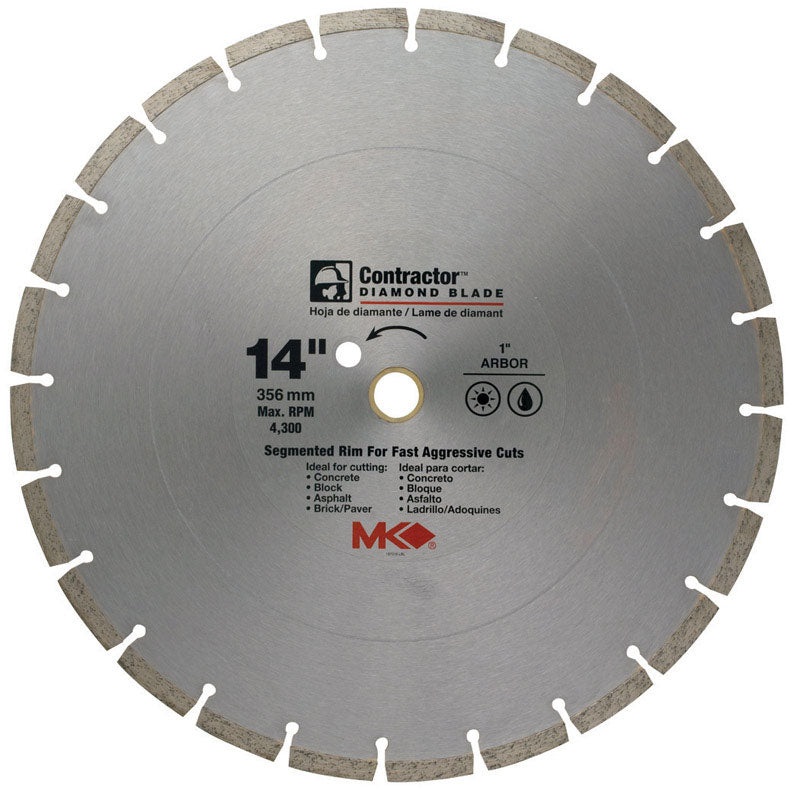 M.K. Diamond 14 in. Dia. Diamond Segmented Rim Circular Saw Blade For Cutting Concrete and Masonr