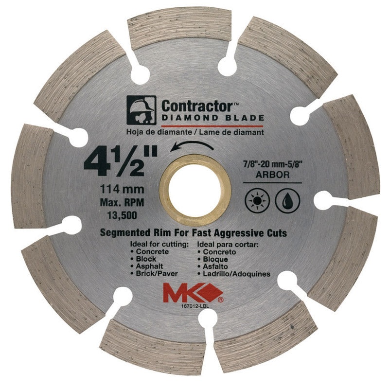M.K. Diamond 4-1/2 in. Dia. Diamond Segmented Rim Circular Saw Blade For Cutting Concrete and Mas