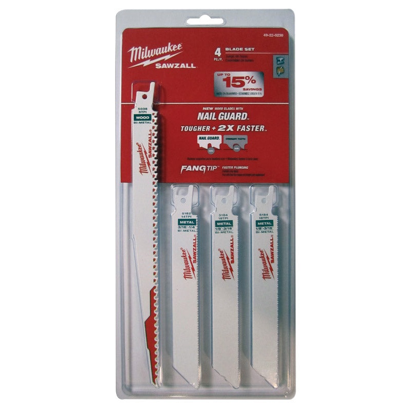 Milwaukee 6 TPI Bi-Metal Sawzall Blade Set 4 pk