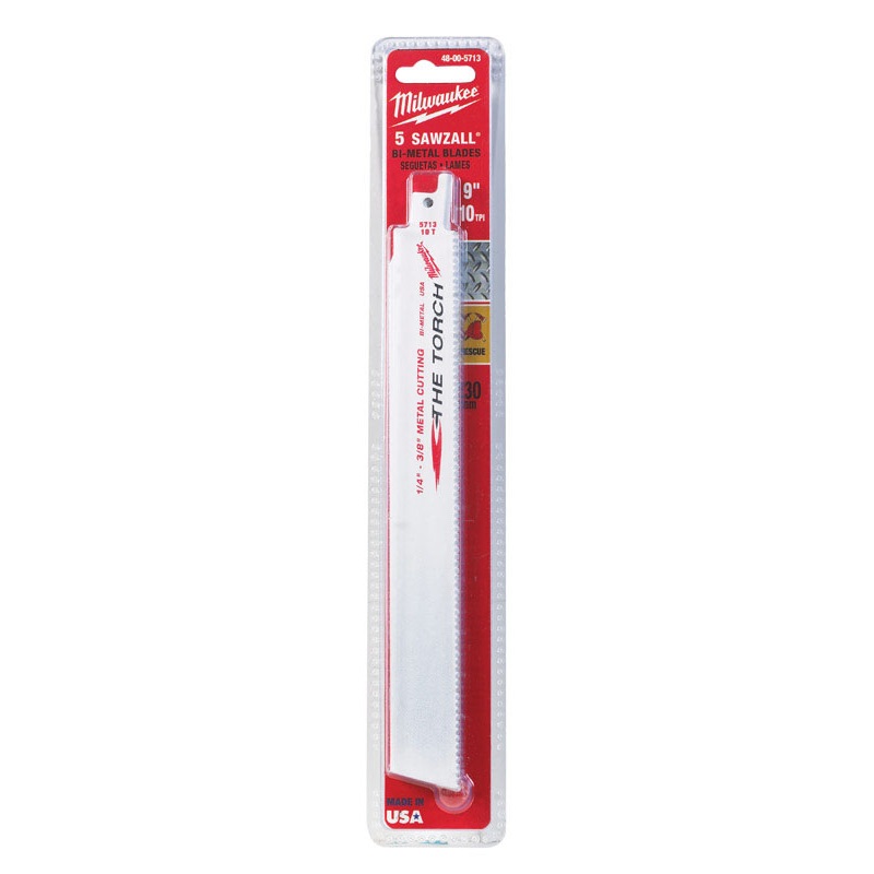 Milwaukee The Torch 9 in. L 10 TPI Bi-Metal Sawzall Blade 5 pk