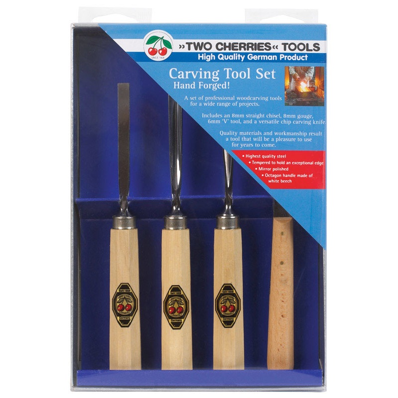 Two Cherries Forged Steel Woodcarving Set 4 pc.